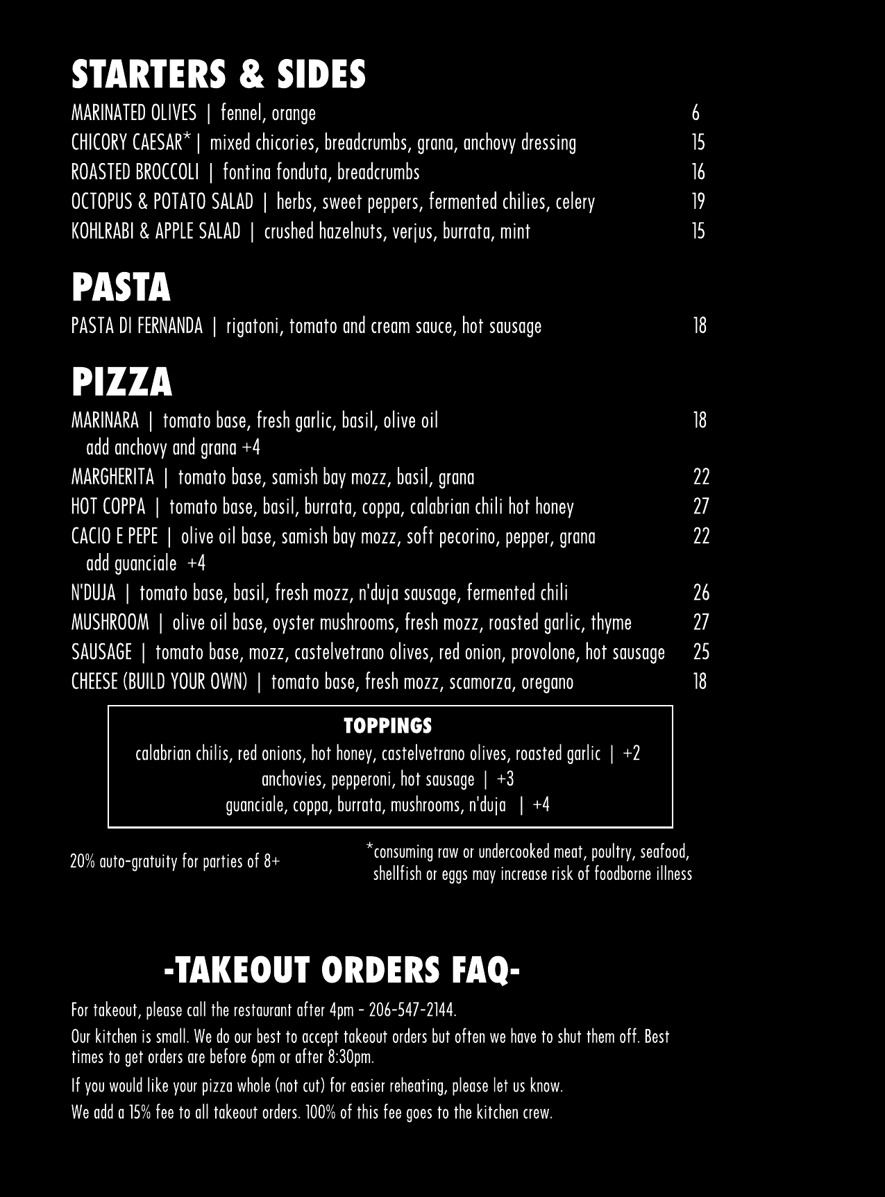 Menu photo